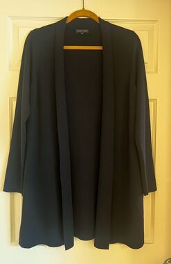 Eileen Fisher 100% fine Wool Cardigan Sweater Size L Minimalist Capsule Preppy